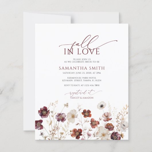 予算秋インラブブライダルシャワー招待 (正面)