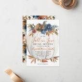 予算秋インラブブルーパンプキンブライダルシャワー ノートカード (正面/裏面インサイチュ)