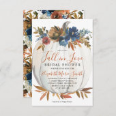 予算秋インラブブルーパンプキンブライダルシャワー ノートカード (正面/裏面)