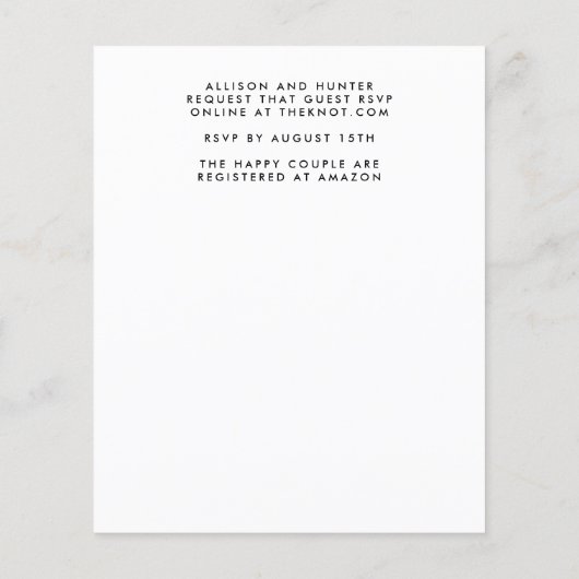 予算秋カップルシャワー招待状チラシ チラシ (裏面)