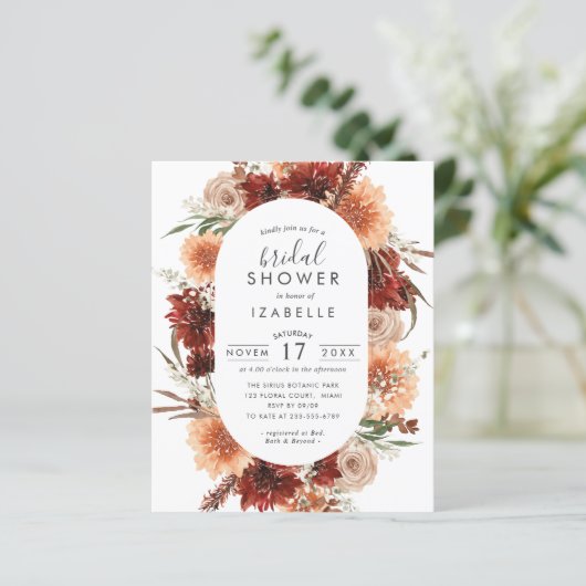 予算秋テラコッタブライダルシャワー招待状 (スタンド正面)