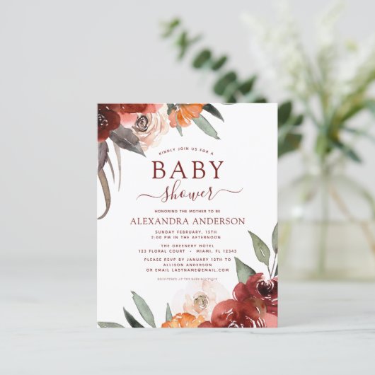 予算秋バーガンディーベビーシャワーフローラ (スタンド正面)