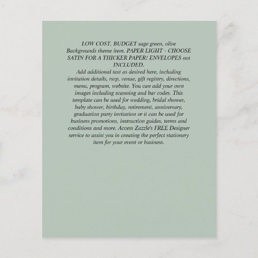 予算秋フローラ結婚式招待状- Dusky チラシ (裏面)