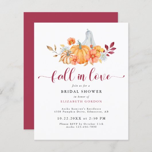 予算秋ブライダルシャワーパンプキン秋インラブ (正面/裏面)