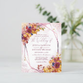 予算秋ブルゴーニュバラ金ゴールド結婚式招待状 (スタンド正面)