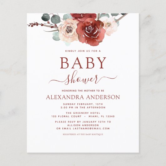 予算秋ベビーシャワーブルゴーニュユーカリ チラシ (正面)