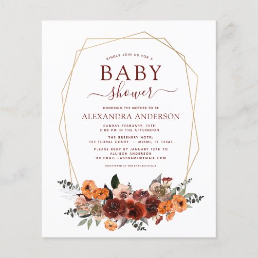 予算秋ベビーシャワーブルゴーニュ金ゴールドフローラ チラシ (正面)