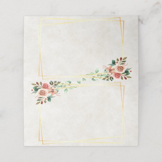 予算空白ののかわいらしバラと金ゴールド結婚の プレイスカード (外部開封)