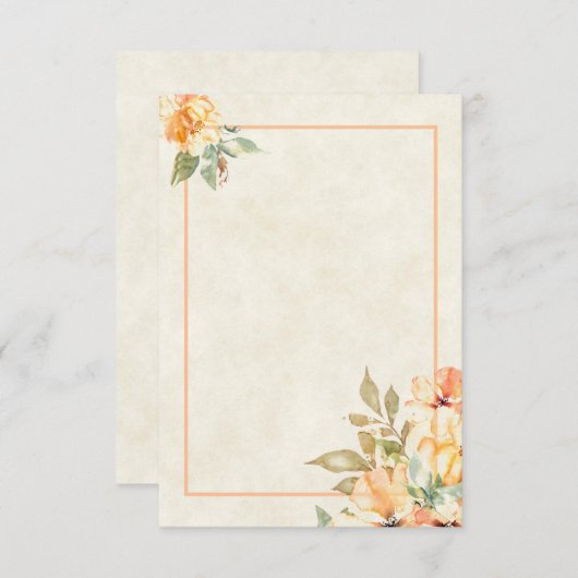 予算空白のオレンジと黄色のフローラ結婚の請求書 招待状 (正面/裏面)