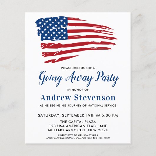 予算米国国旗の軍隊遠くにのパーティー請求書 (正面)