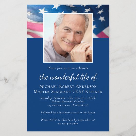 予算米国国旗退役軍人メモリアル招待状 (正面)