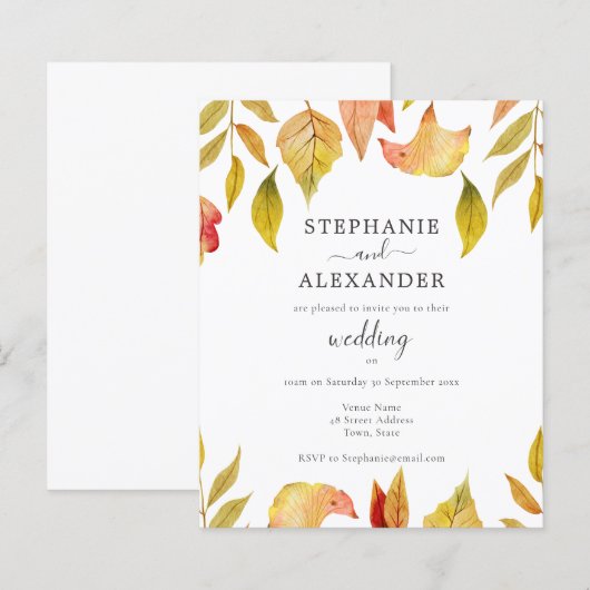 予算紅葉結婚式招待状 (正面/裏面)