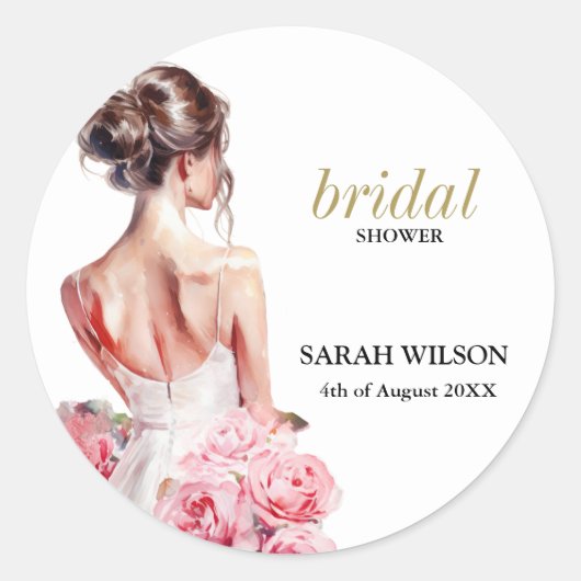予算素晴らしに関す結婚るガウンブライダルシャワー ラウンドシール (正面)