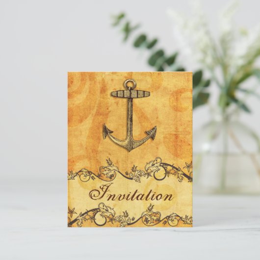 予算素朴いかり航海の結婚式招待状 (スタンド正面)