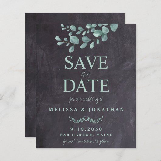 予算素朴のユ結婚ーカリプタス日付を保存 (正面/裏面)