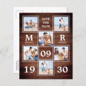 予算素朴の写真結婚コラージュ日付の保存 (正面/裏面)