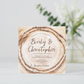 予算素朴の木材結婚カットスライスのカスタマイズ可能 招待状 (スタンド正面)