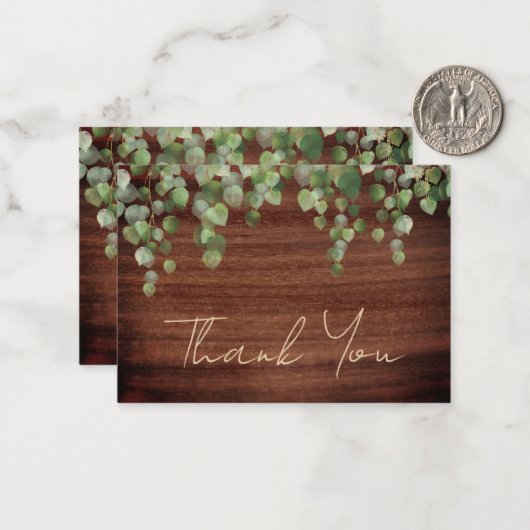 予算素朴の結婚緑に感謝 ノートカード (正面/裏面インサイチュ)