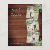 予算素朴の結婚3枚の写真サンキューカード (正面)