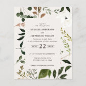 予算素朴の葉結婚式招待状 (裏面)