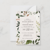 予算素朴の葉結婚式招待状 ノートカード (裏面)