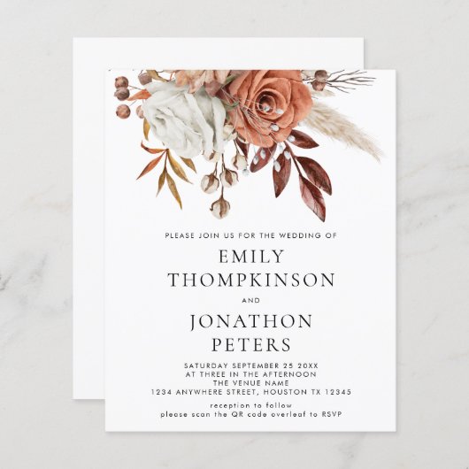 予算素朴テラコッタフローラQRコー結婚ド (正面/裏面)