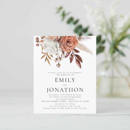 予算素朴テラコッタ花模様QRコー結婚ド (スタンド正面)