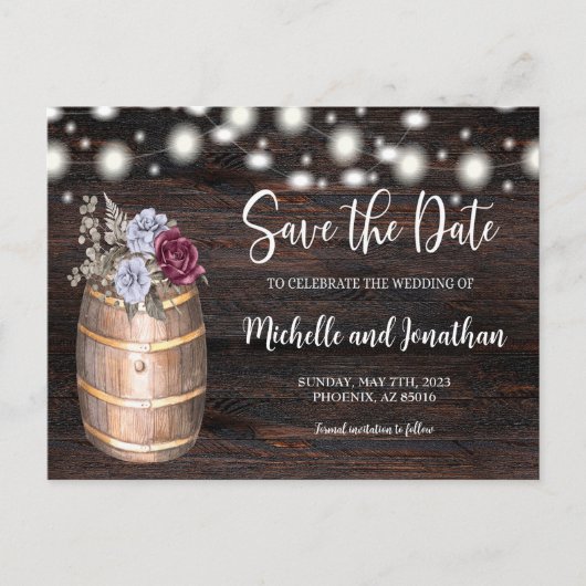 予算素朴バレルフローラ保存日付、国 案内ポストカード (正面)