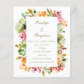 予算素朴フローラ結婚のQRコード招待状 (正面)