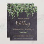 予算素朴ユーカリQRコード結婚式の招待 (正面/裏面)