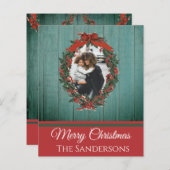 予算素朴ヴィンテージホリデー写真クリスマスカード (正面/裏面)