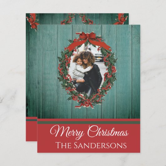 予算素朴ヴィンテージホリデー写真クリスマスカード (正面/裏面)
