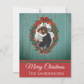 予算素朴ヴィンテージホリデー写真クリスマスカード (正面)