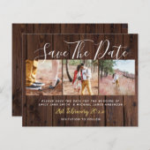 予算素朴写真コラージュ日付を保存する木材 (正面/裏面)