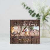 予算素朴写真コラージュ日付を保存する木材 (スタンド正面)