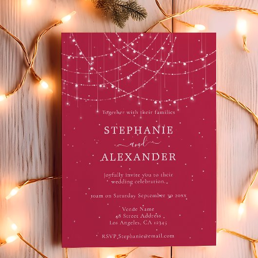 予算素朴文字列ライトマゼンタウェディング招待