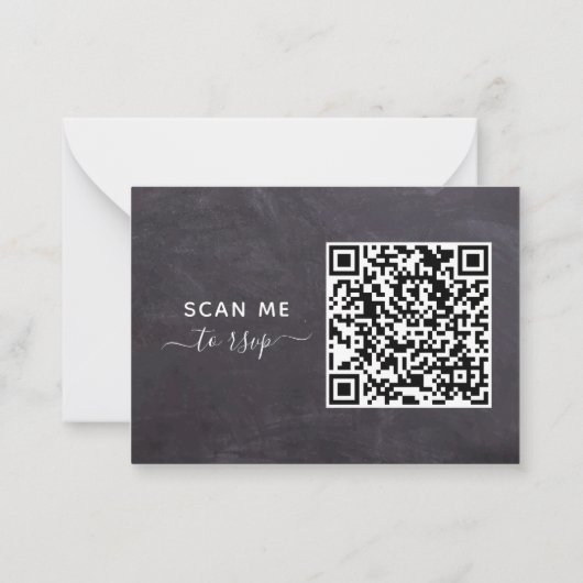 予算素朴文字列ラ結婚イトのQRコードRSVP ノートカード (裏面)