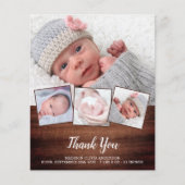 予算素朴新生児4写真サンキューカード (正面)