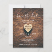 予算素朴木材の保存日付秋の結婚式 ノートカード (正面)