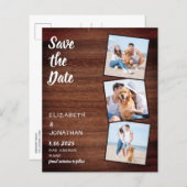 予算素朴木材の日付の写真を保存結婚する (正面/裏面)