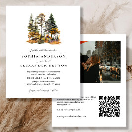 予算素朴秋の写真QRコード結婚式の招待