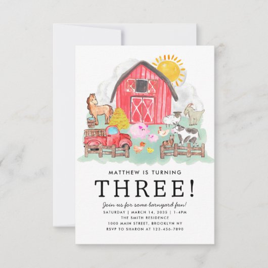 予算素朴納屋周囲の庭動物キッズファーム誕生日 ノートカード (正面)