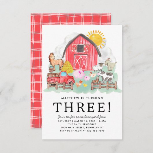 予算素朴納屋周囲の庭動物キッズファーム誕生日 ノートカード (正面/裏面)