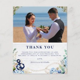 予算素朴航海の結婚のサンキューカード