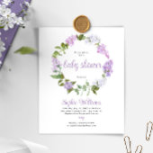 予算素朴薄紫花赤ちゃんシャワー招待状