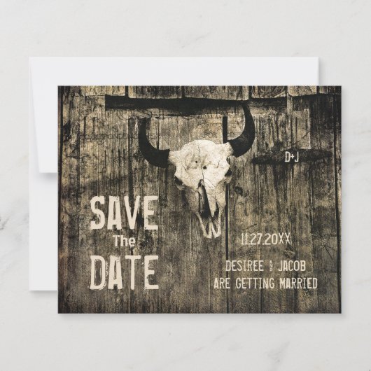 予算素朴西部の牛のスカル日付を保存 (正面)