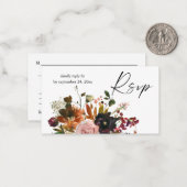 予算素朴金ゴールドオレンジフローラ2SM食RSVP ノートカード (正面/裏面インサイチュ)