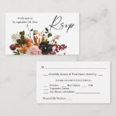 予算素朴金ゴールドオレンジフローラ2SM食RSVP ノートカード (正面/裏面)