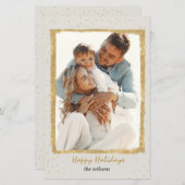 予算素朴金ゴールドフレームフォトホリデーカード (正面/裏面)