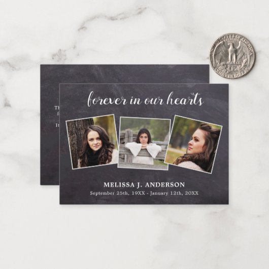 予算素朴3写真悔やみや弔慰葬儀 ノートカード (正面/裏面インサイチュ)